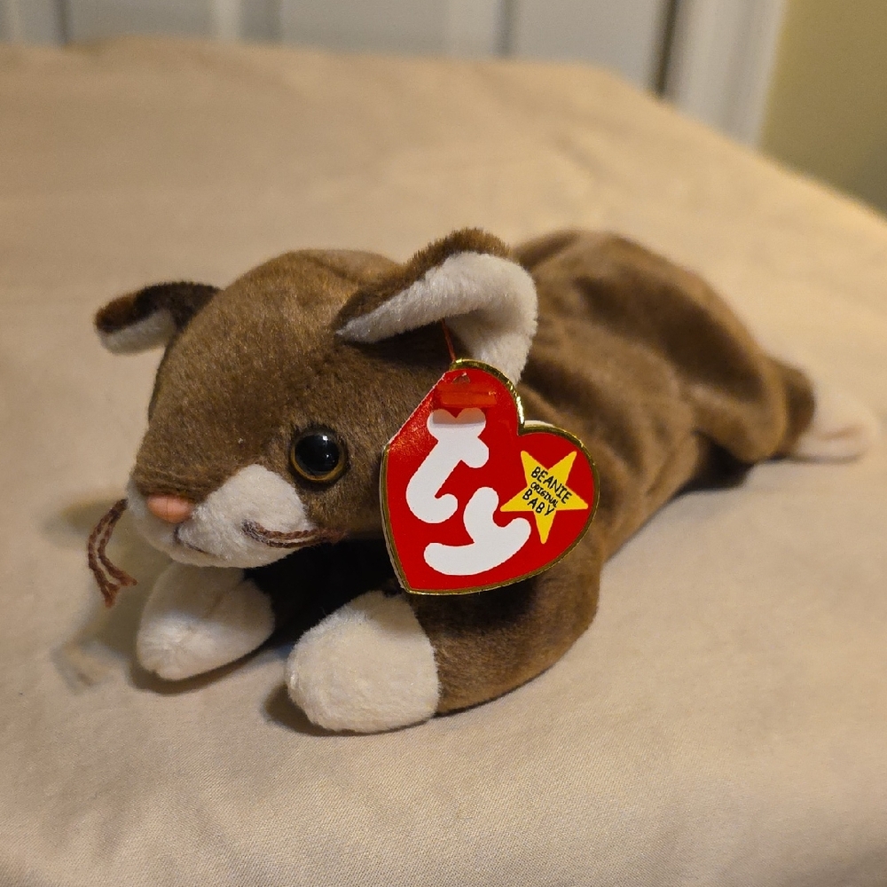 Ty Pounce Plush with Brown and White Fur